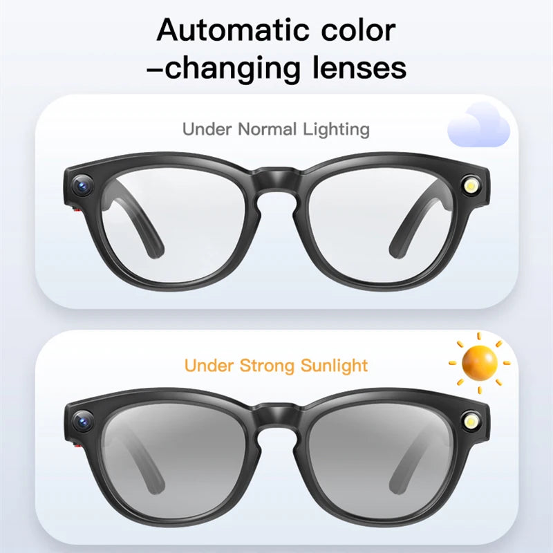 LIGE Smart Glasses 800W HD Camera Video Recording Glass Bluetooth Call 290mAh Battery Voice Assistant AI Glasses for Android iOS