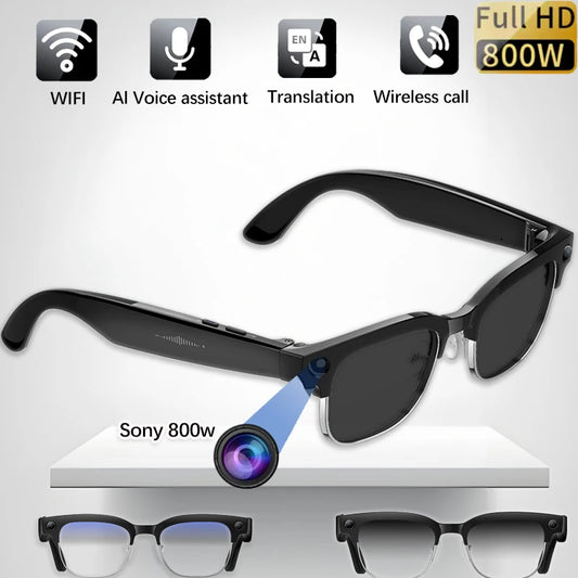New 4K Glasses Camera Video Recording AI Glasses Smart Glasses Bluetooth Call Music Noise Reduction Smart Sunglasses Android iOS