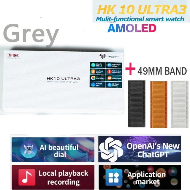 New Origina HK10 ULTRA 3 Smartwatch Men 4G ROM ChatGPT NFC Compass HK9 ULTRA2 MAX Upgrade Watches Sports BT Call Smart Watch Men