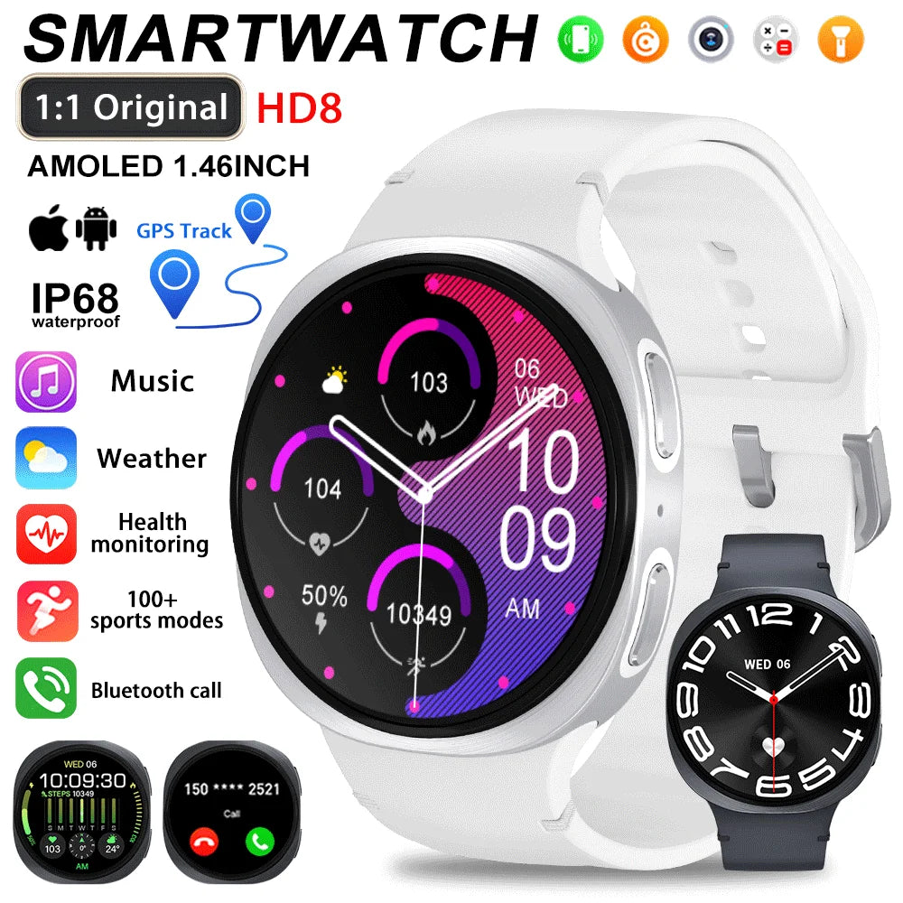 2025 New Original Smart Watch 8 Man Women GPS Tracker Health Sports AMOLED Heart Rate NFC Bluetooth Call Waterproof Smartwatches