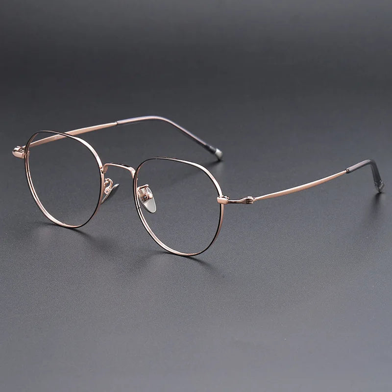 FIRADA Fashionable Comfortable Glasses Luxurious Round Titanium Eyewear Prescription Eyeglasses Frames For Men Women 118001-C
