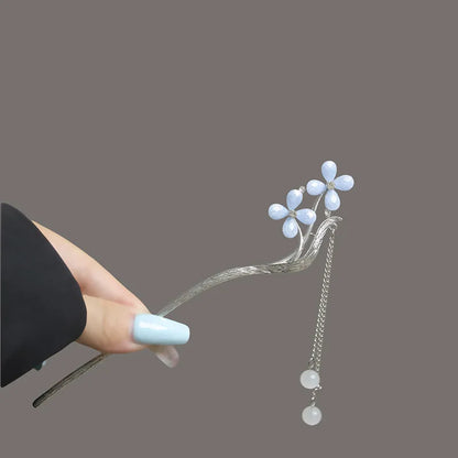 Light Luxury Flower Hairpin For Women Chinese Style Floral Butterfly Tassel Hair Stick Elegant Metal Jewelry Hairpin Hair Clips