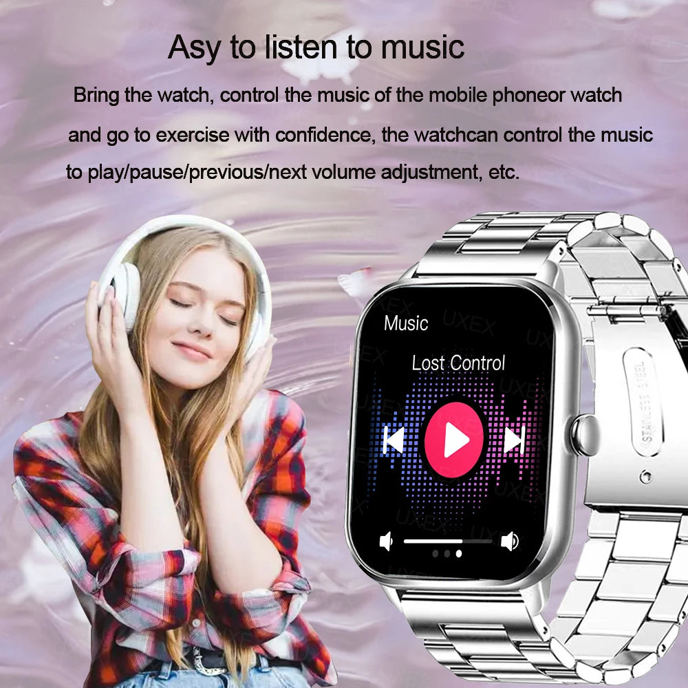 Luxury Smartwatch Watch For Women Watches Bluetooth Call Voice Assistant Music Fitness Bracelet Christmas Gift Watches Men Sport