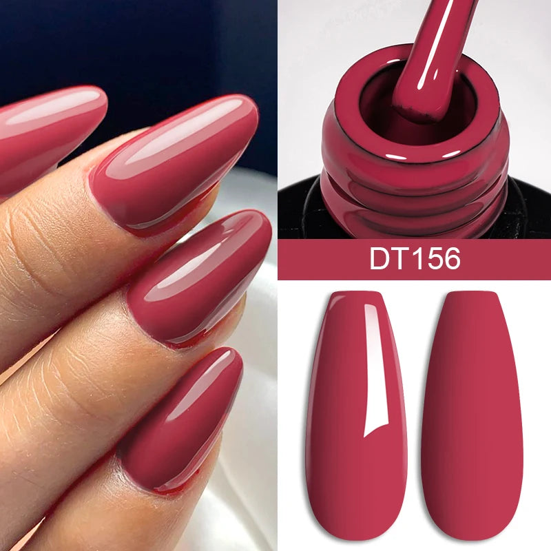 7ML Wine Red Gel Nail Polish Christmas Red Glitter Semi Permanent Varnish Nail Supplies Soak Off UV LED Nail Art Gel Polish DIY