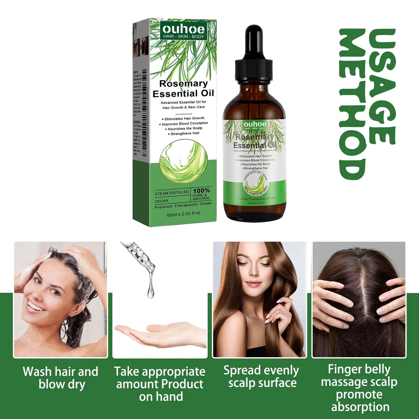 Rosemary Hair Growth Oil Anti-frizz Dandruff Treatment Scalp Damaged Nourishing Anti Hair Loss Serum Pure Rosemary Essential Oil