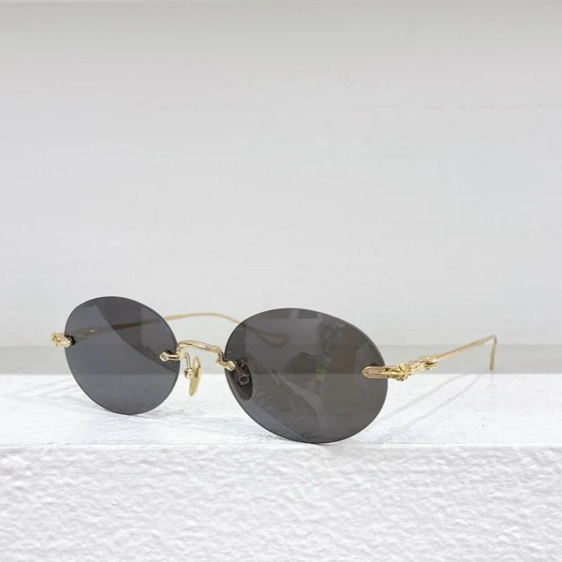 Sunglasses Rimless Men Alloy Black Retro Designer Luxury Brand Model Travel Party UV400 Women Fashion SUN GLASSES High Quality
