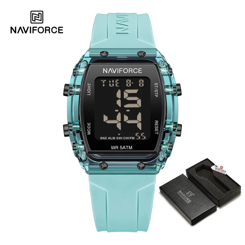 NAVIFORCE Watches for Woman LCD Digital Movement Female Clock Fashion 50m Waterproof Silicone Band Sport Electronic Wristwatches