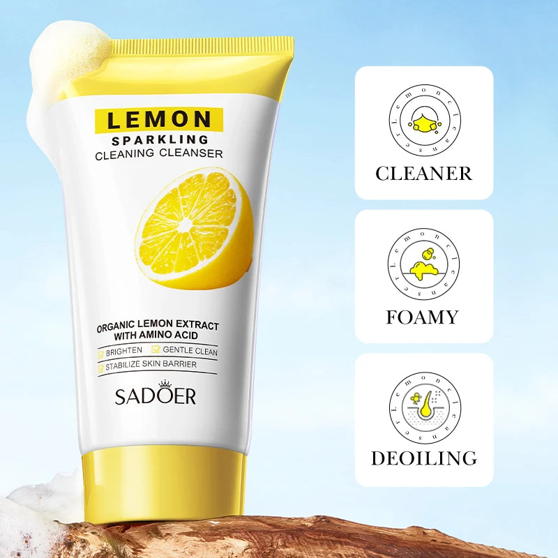 SADOER Peach Green Tea Lemon Facial Cleanser Face Wash Foam Face Cleanser Moisturizing Deep Cleansing Facial Skin Care Cleanser