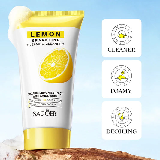 SADOER Peach Green Tea Lemon Facial Cleanser Face Wash Foam Face Cleanser Moisturizing Deep Cleansing Facial Skin Care Cleanser