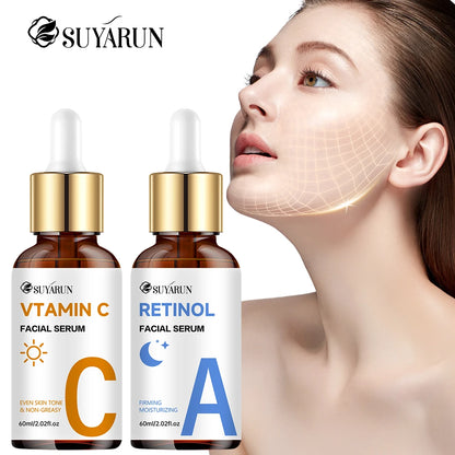 SUYARUN Premium Vitamin C + Retinol Serum for Face - Anti-Aging Brightening Skin Care, Dark Spot Corrector.