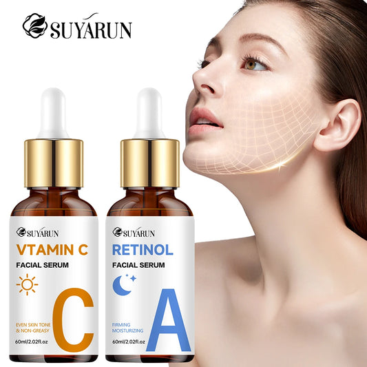 SUYARUN Premium Vitamin C + Retinol Serum for Face - Anti-Aging Brightening Skin Care, Dark Spot Corrector.
