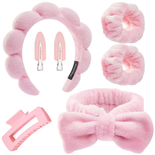 3/7pcs Makeup Headband Set Skincare Headbands Sponge Cloth With hairpin Wristband For Women Girl Washing Face Spa Accessories