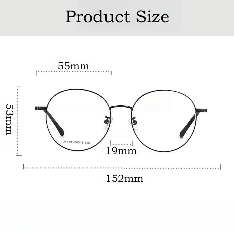 YIMARUILI Ultralight Fashion Big Size Spectacle Frame Round Retro Optical Prescription Men's and Women's Eyeglasses Frame 34759