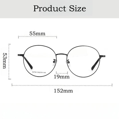 YIMARUILI Ultralight Fashion Big Size Spectacle Frame Round Retro Optical Prescription Men's and Women's Eyeglasses Frame 34759