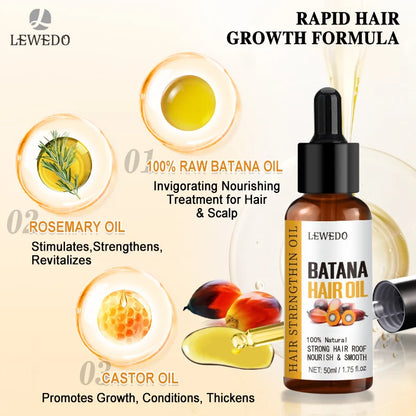 Lewedo Naturals Batana Oil Fast Hair Growth for Men Women Pure Batana Oil Nourish Shiny Hair Healthy Hair Care Anti Hair Loss