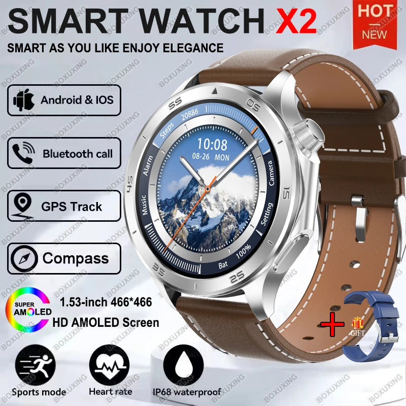 For OPPO Watch X2 High-End Business Watch Men 32Gb Memory Video Playback Smart Watch Sports Fitness Waterproof Bracelet 2025 New