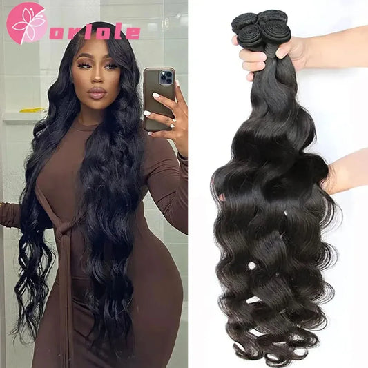 Brazilian Body Wave Human Hair Bundles Natural Hair Weave 1/3/4 Bundles Deal 8-32Inch 100% Human Hair Wigs Remy Hair Extensions