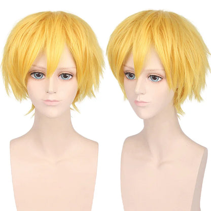 New Concubine Synthetic Bob Men's Short Straight Hair Cover Fake Cosplay Wig Ombre Green Black Blue Blonde Hairpiece