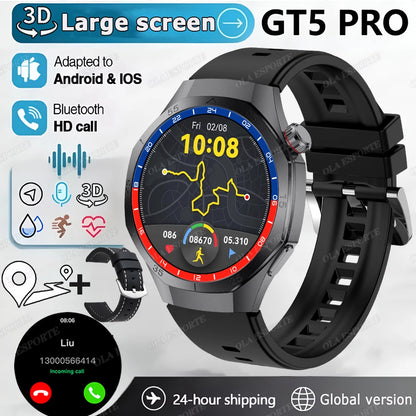 2025 WATCH 5 Smart Watch Men 1.52" HD AMOLED Screen Heart Rate Monitor Bluetooth Call GPS Sport Fitness Tracker Smartwatch Women