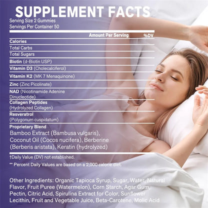 NAD+, Resveratrol, Berberine, & Biotin Anti-Aging Gummies - Detoxifies, Boosts Energy, Promotes Cell and Skin Health