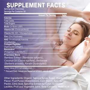 NAD+, Resveratrol, Berberine, & Biotin Anti-Aging Gummies - Detoxifies, Boosts Energy, Promotes Cell and Skin Health