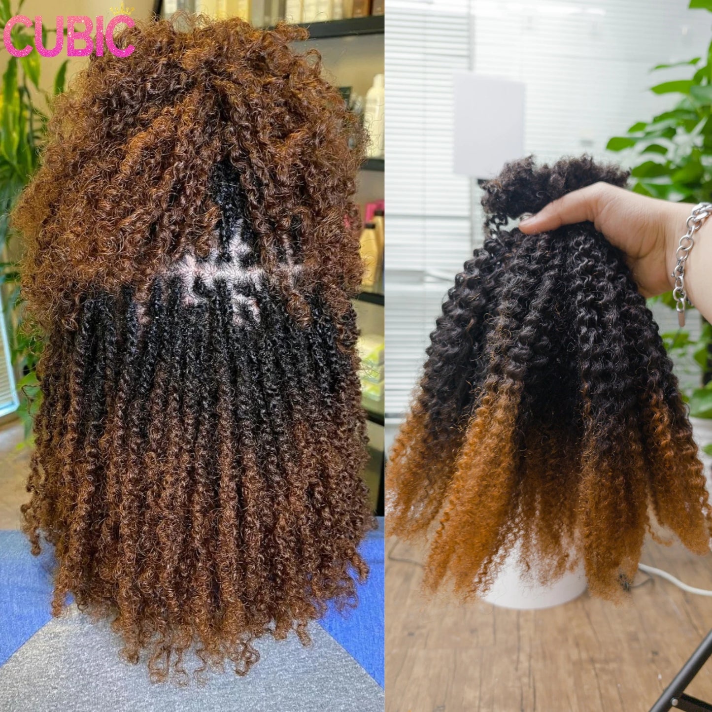 4C Kinky Twist Crochet Braiding Hair 100% Human Hair Dreadlocks Extensions 16" Curly Human Hair QVR Afro Kinky Bulk Hair T1B-30#