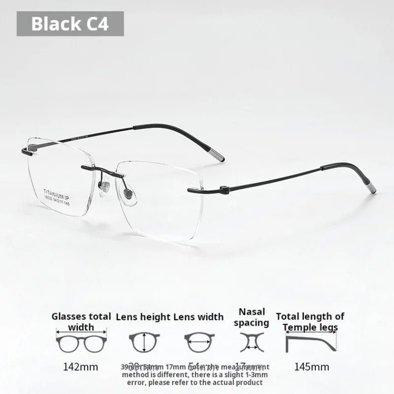 Lzabella Titanium Rectangular rimless Eyeglasses Frame Simple And Stylish Men and Women Lightweight Frameless Glasses 1603