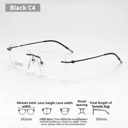 Lzabella Titanium Rectangular rimless Eyeglasses Frame Simple And Stylish Men and Women Lightweight Frameless Glasses 1603