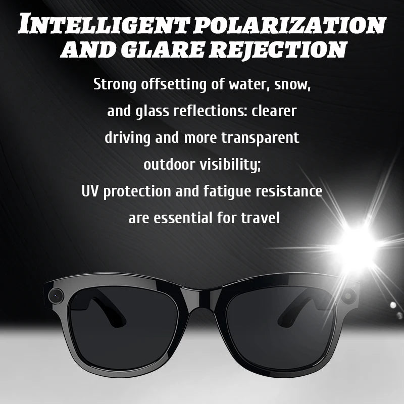 LIGE New AI Smart Glasses 500W Camera Bluetooth Voice Call Music Smart Sunglasses Video Sound Record Translation Anti-Blue Light