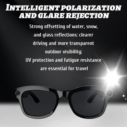 LIGE New AI Smart Glasses 500W Camera Bluetooth Voice Call Music Smart Sunglasses Video Sound Record Translation Anti-Blue Light