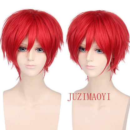 New Concubine Synthetic Bob Men's Short Straight Hair Cover Fake Cosplay Wig Ombre Green Black Blue Blonde Hairpiece