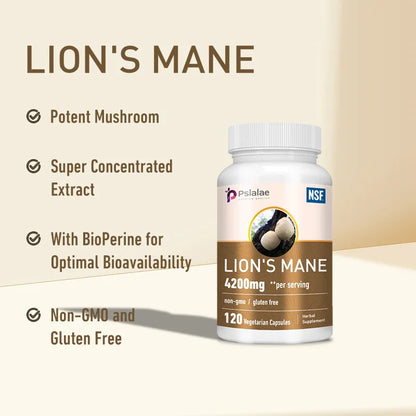 Lions Mane -  Relieve Stress, Immune System Health, Improve Memory, Protect Brain Nerves