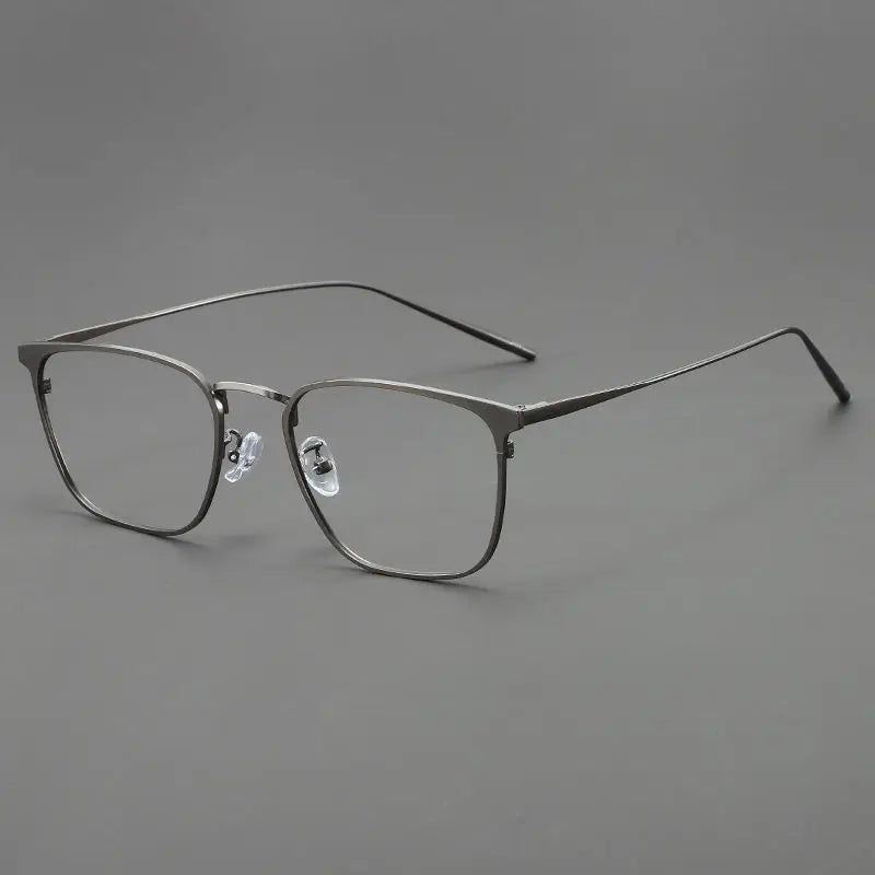 UVLAIK Simple Glasses Frame Men Ultralight Metal Square Anti Blue Light Transparent Lens High Quality Eyeglasses