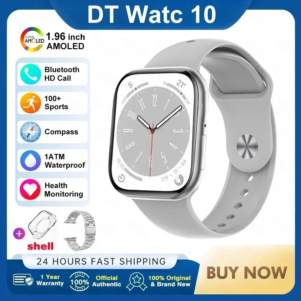 2025New For Apple DT Watch 10 Smart Watch Men HD AMOLED 32GB Memory Music 3D Surround Bluetooth Call Waterproof Smartwatch Woman
