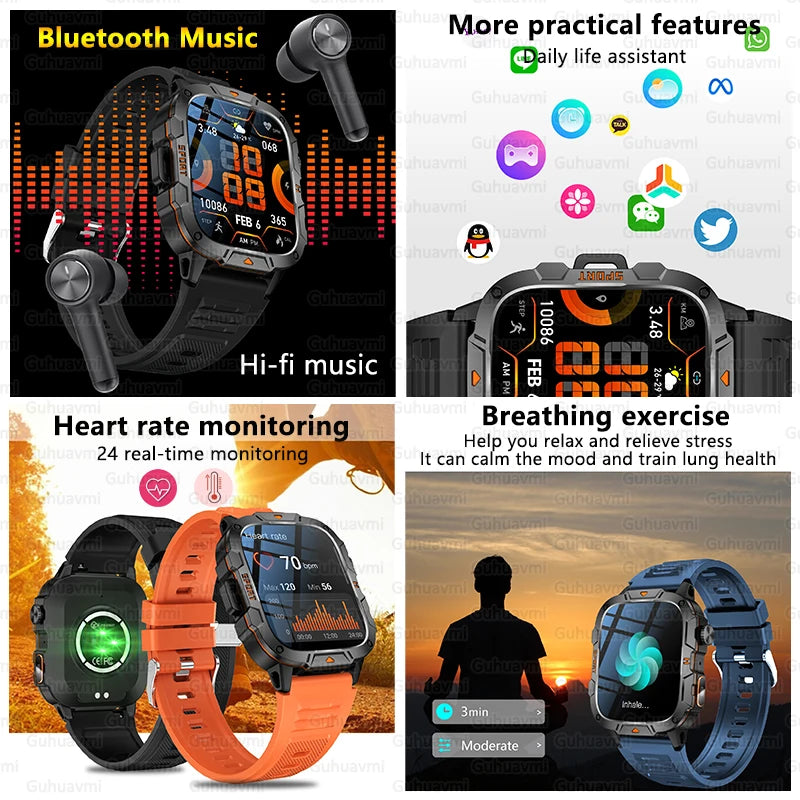 2025 New For Xiaomi Military Bluetooth Call Smart Watch Men 1.96" AMOLED Screen 5ATM Waterproof GPS Outdoor Sports Smartwatches