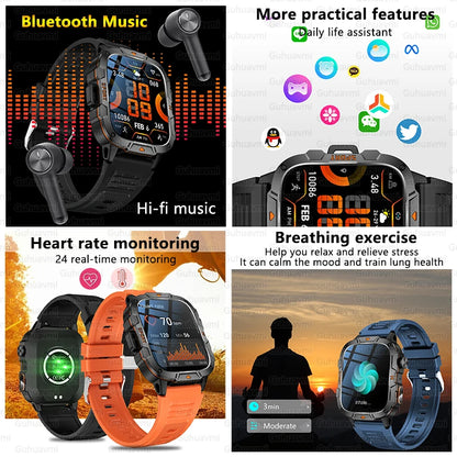 2025 New For Xiaomi Military Bluetooth Call Smart Watch Men 1.96" AMOLED Screen 5ATM Waterproof GPS Outdoor Sports Smartwatches