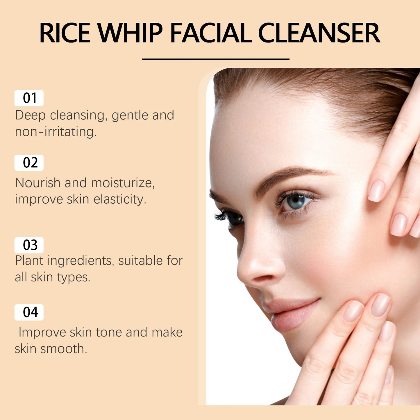 Rice Raw Pulp Facial Cleanser Face Wash Foam Pore Cleansing Moisturizing Exfoliation Brighten Skin Rejuvenation Makeup Remover