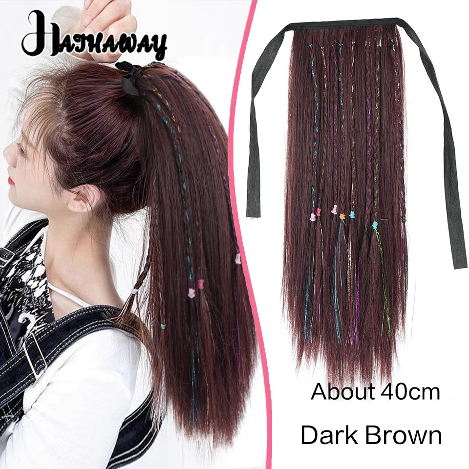 14 Inch Wavy Long Curly Hair Strap-type Pear Flower Curly Wig Ponytail Female Synthetic Fluffy Natural Shopping Commuting Wear