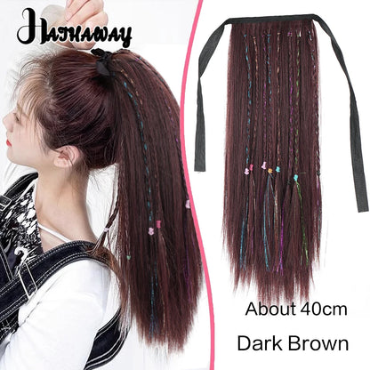 14 Inch Wavy Long Curly Hair Strap-type Pear Flower Curly Wig Ponytail Female Synthetic Fluffy Natural Shopping Commuting Wear