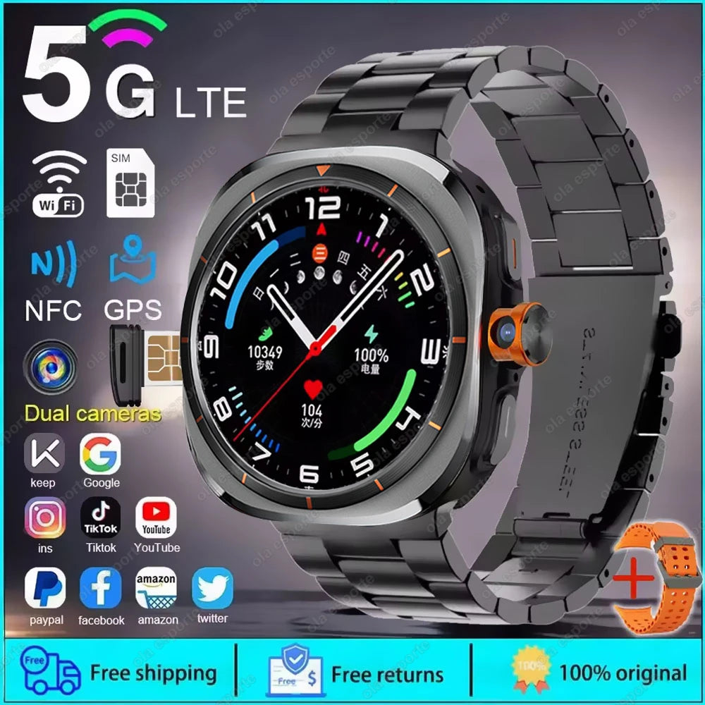 2025 New Smart Watch 8 Ultra GPS Compass NFC Function AMOLED HD Screen Bluetooth Call 5G SIM Card Sports Smartwatch Android IOS