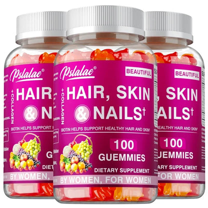 Hair Skin Nails Gummies - Increases Skin Elasticity, Skin Beauty, Promotes Hair Growth, Supports Healthy Hair, Skin, and Nails