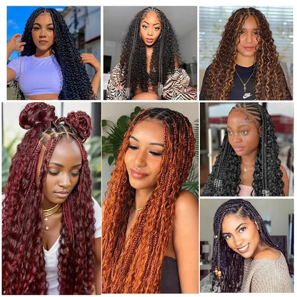 Chocolate Brown Braiding Hair for Boho Braids Human Hair Braiding Hair 2 Bundles/Pack 100g 18 Inch Deep Wave Boho Hair Braiding
