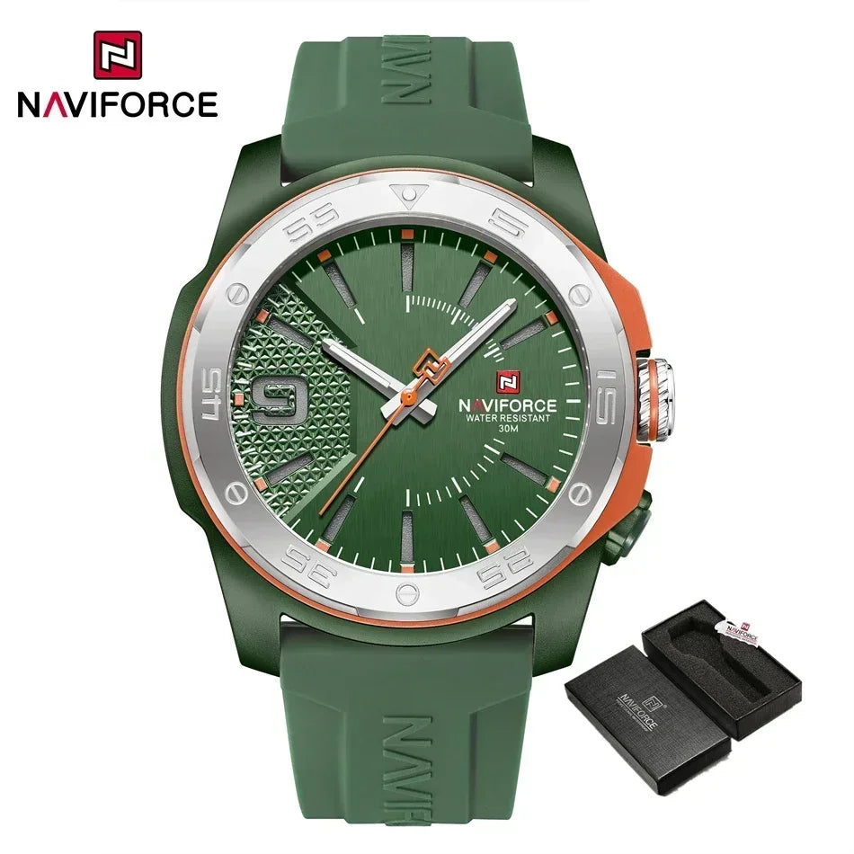 NAVIFORCE Luxury Fashion Quartz Watches for men Silicone Strap Hand Clock 50m Waterproof Japan Movement Man Sports Wristwatches