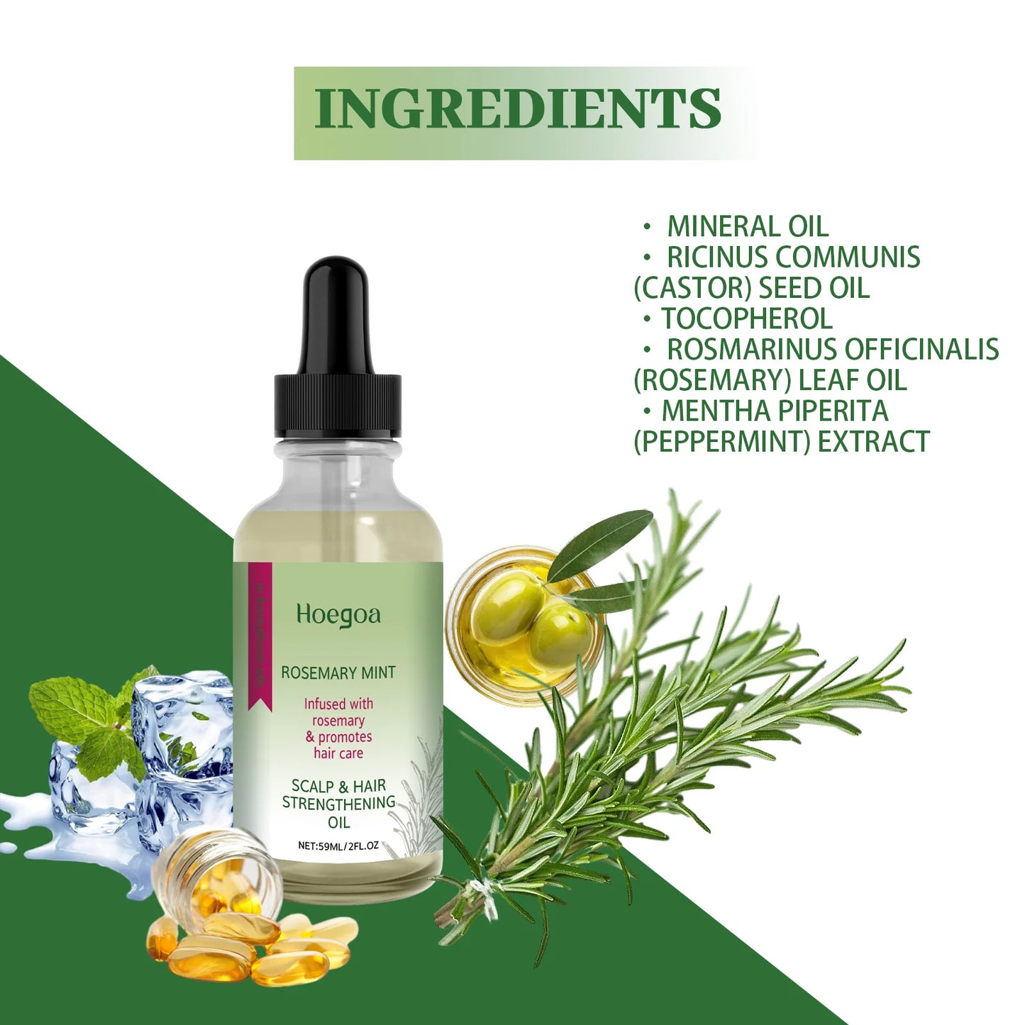 Rosemary Mint Hair Growth Oil Hair Roots Scalp Treatment Improve Androgenetic Alopecia Scalp Care Serum Strengthen Hair Roots