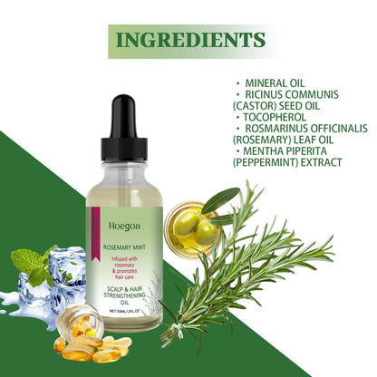 Rosemary Mint Hair Growth Oil Hair Roots Scalp Treatment Improve Androgenetic Alopecia Scalp Care Serum Strengthen Hair Roots