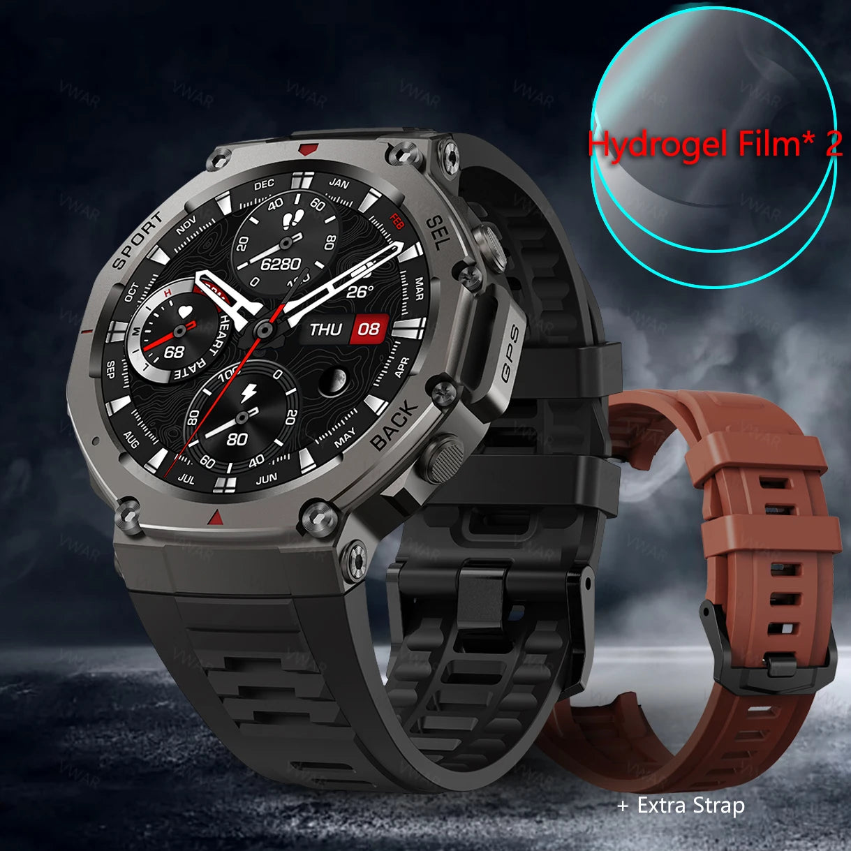 VWAR T-Rex 3 GPS Smart Watch 5 ATM Waterproof Built-in Dual-band GNSS Compass Military Sport Smartwatch Men 2025 New for Xiaomi