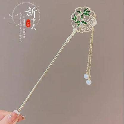 Light Luxury Flower Hairpin For Women Chinese Style Floral Butterfly Tassel Hair Stick Elegant Metal Jewelry Hairpin Hair Clips