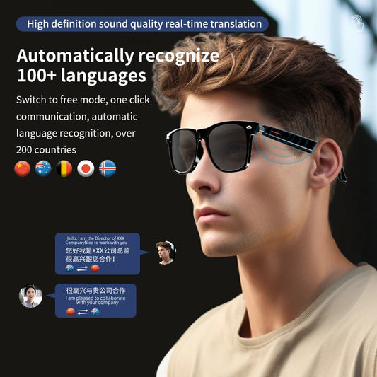 New 3 in 1 Smartglasses & Translator & Headset with Microphone Voice Assistant Bluetooth Call Fashion Smart Bluetooth Glasses