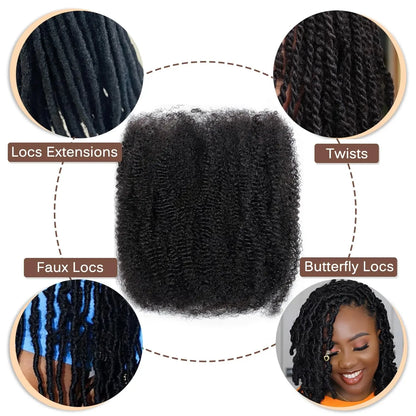 10-18 Inches Afro Kinky Bulk Human Hair Natural Color Bulk Human Hair Remy Hair Bundle Bulk Hair for Braiding Hair Extensions