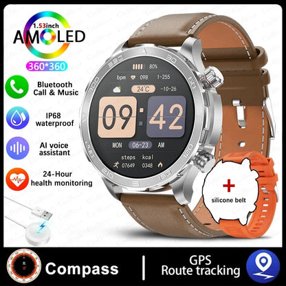 ChiBear Bluetooth Call Smart Watch Men For Huawei AMOLED HD Large Screen Heart Rate NFC IP68 Waterproof GPS Sports Smart Watch